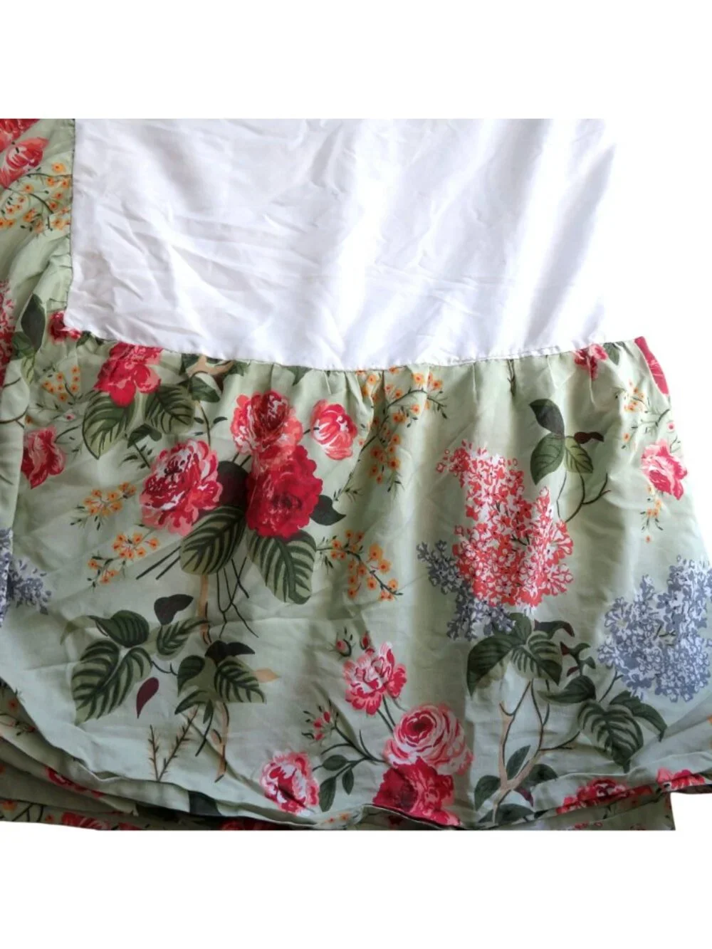 Vintage Floral Queen Size Bed Skirt 14.5